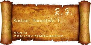 Radler Hannibál névjegykártya